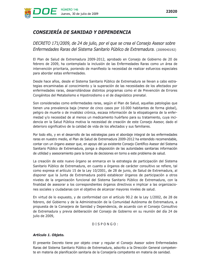 Captura de pantalla del Decreto.