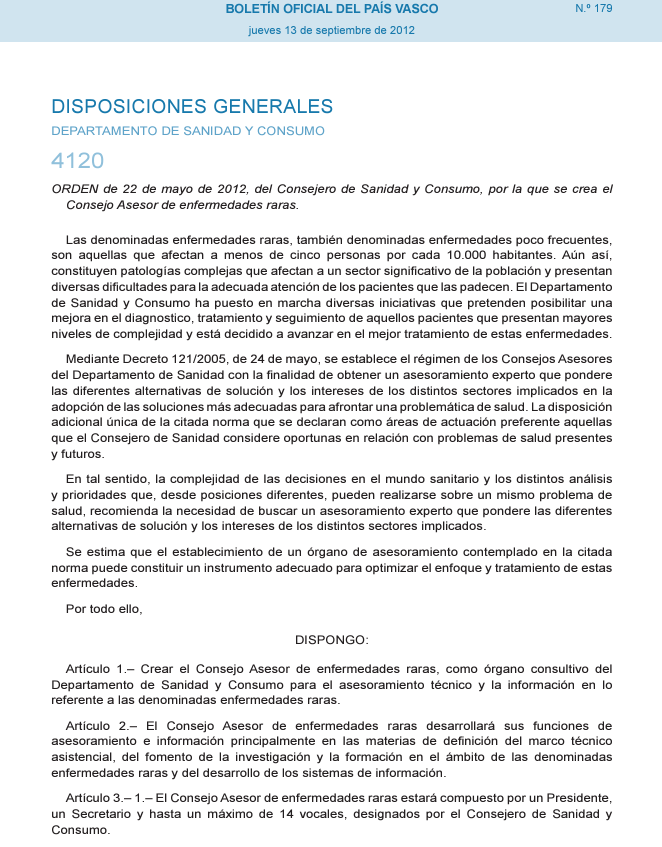 Captura de pantalla de la Orden.