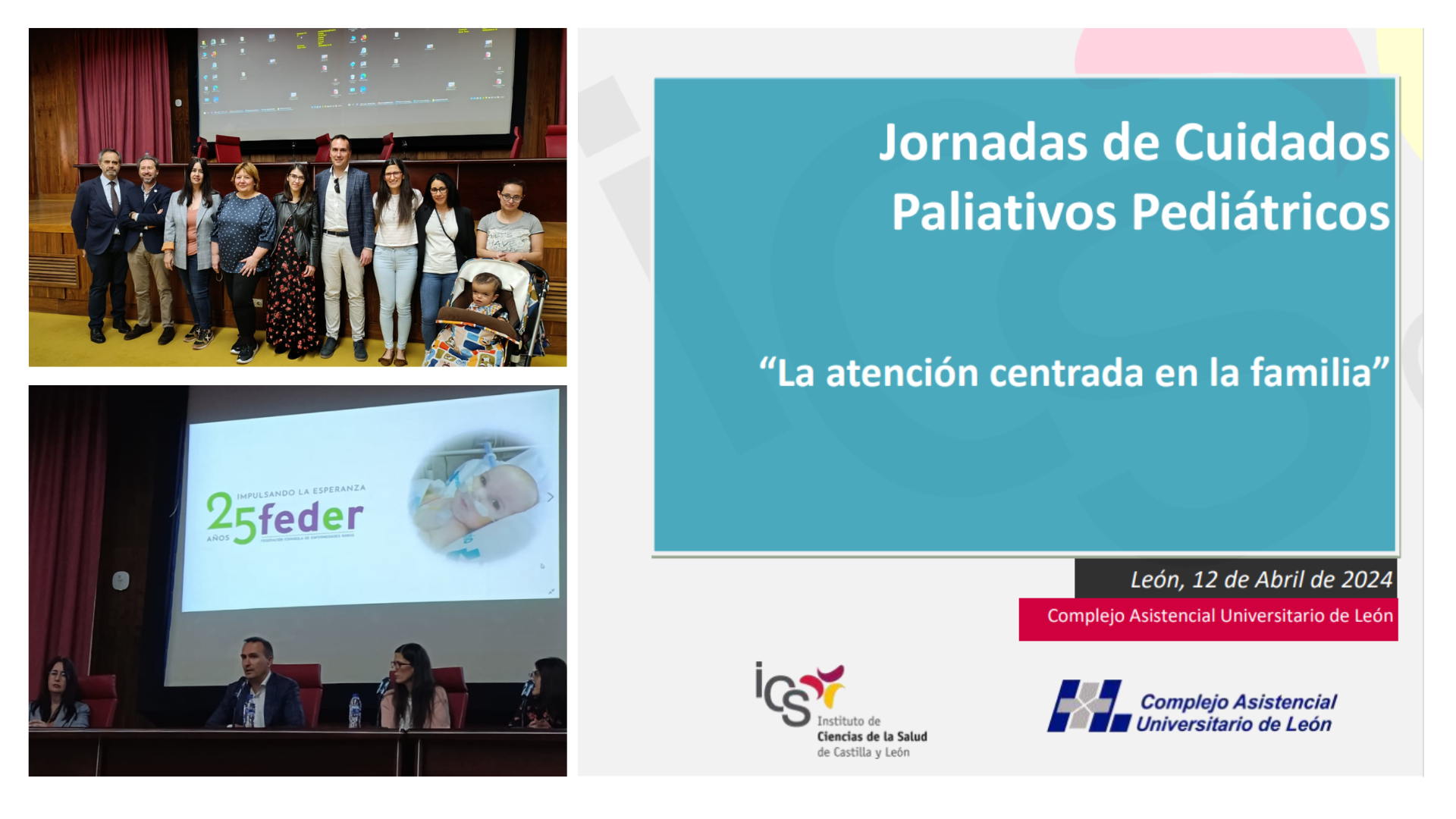 Cartel y fotos de los asistentes a la jornada