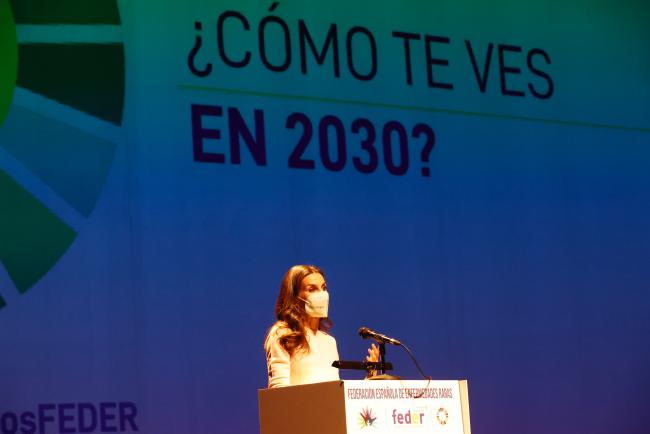 Su Majestad la Reina durante su intervención (© Casa de S.M. el Rey).