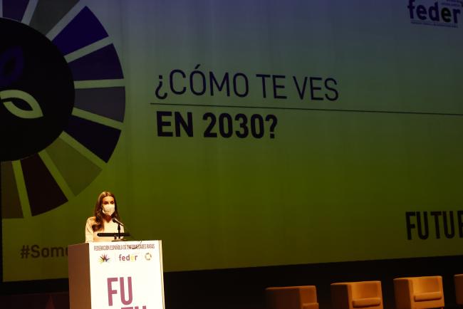 Su Majestad la Reina durante su intervención (© Casa de S.M. el Rey).