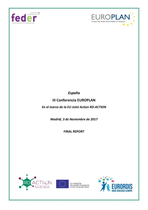 Tercera conferencia europlan en el marco de la UE Joint Action RD-ACTION. Madrid 3 de noviembre de 2017