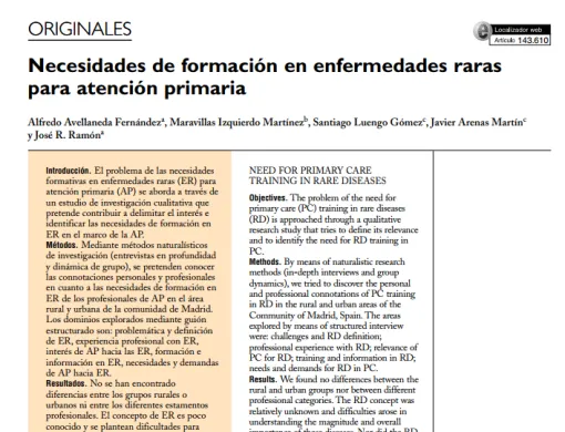 necesidades de formación en enfermedades raras para atención primaria