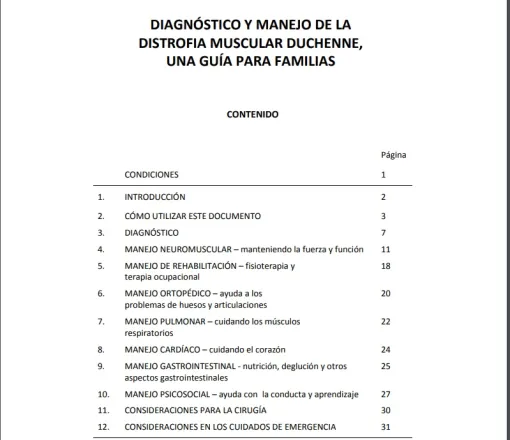 Diagnóstico y manejo de la distrofia muscular duchenne, una guía para las familias