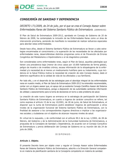 Captura de pantalla del Decreto.