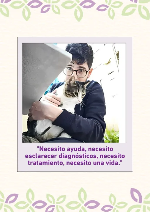 Raúl Mella y su gato Paul