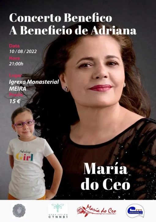 Cartel promocional del evento. Aparece Maria do Ceo, cantante de fado, y la niña Adriana, de la Asociación CTNNB1