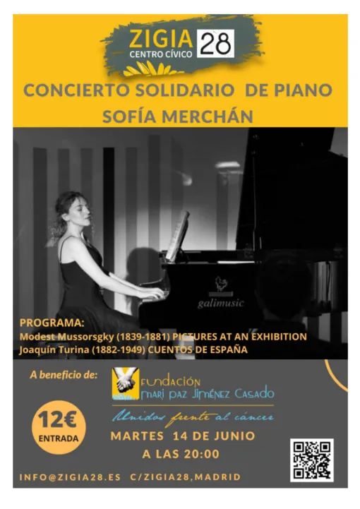 Cartel promocional, aparece una joven tocando el piano