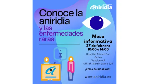 Cartel de la mesa informativa de Aniridia por el Día Mundial 