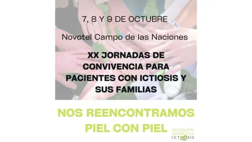 Tres manos unidas como fondo del cartel de las jornadas