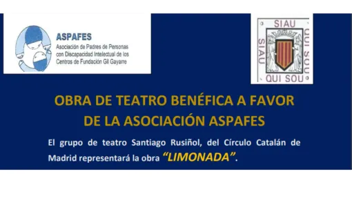 Cartel en fondo azul con el título de la obra limonada y los logos de las entidades implicadas