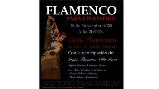 Fondo negro y sobre él una mujer bailando flamenco