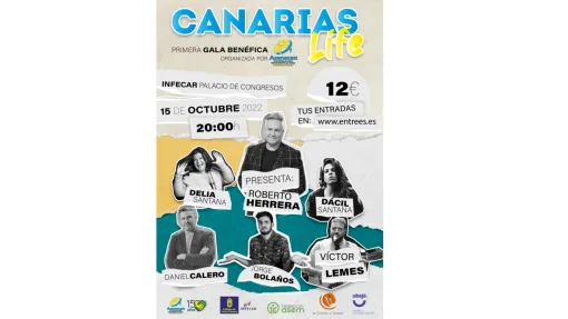 Cartel con los retratos en blanco y negro sobre un fondo amarillo y gris