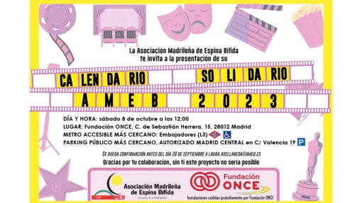 Invitación al evento de presentación del calendario con imágenes de cine.