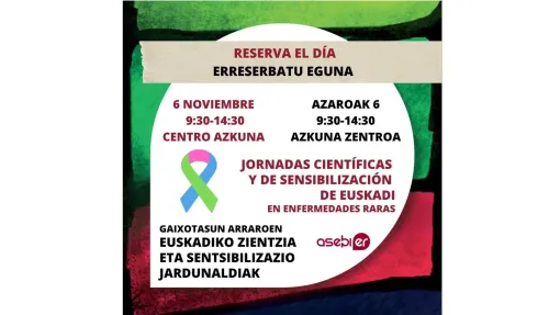 Cartel promocional XIII Jornadas científicas sobre ER 6 de noviembre de 9:30 a 14:30 en Azkuna Zentroa Bilbao