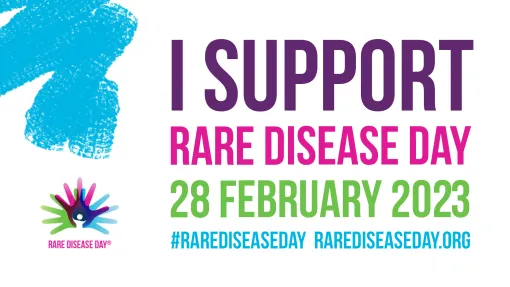 Cartel promocional Rare Disease Week: "I suport rare disease day 28 february 2023 #rarediseaseday rarediseaseday.org"