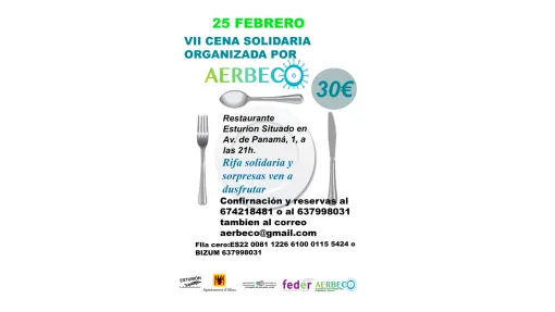 Cartel de la VII Cena solidaria de AERBECO