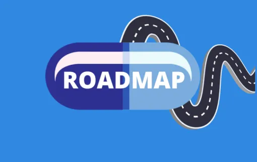 Imagen del proyecto en el que se lee 'Roadmap' sobre un medicamento y una carretera.