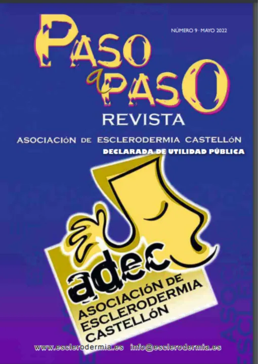 Portada de la revista ADEC. Aparece el logo de la asociación sobre un fondo de color morado.