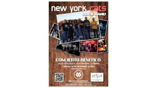 Cartel promocional concierto solidario New York Cats