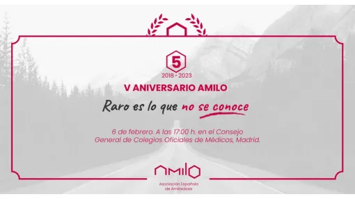 Cartel promocional del V aniversario de AMILO