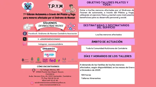 7 ª Edición Autonomía a través del Pilates y Yoga para menores afectados por el Síndrome de Noonan