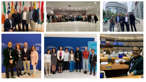 Collage de fotografías en las que aparece Juan Carrión, presidente de FEDER, junto a representantes europeos y españoles de la discapacidad y las enfermedades raras.