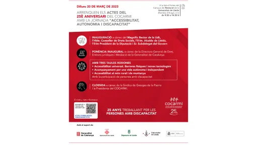 La jornada “Accesibilidad, autonomía y discapacidat” arranca los actos del 25 aniversario de COCARMI en Lérida